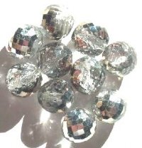 10 14mm Faceted Rich Cut Crystal Half Coat Silver